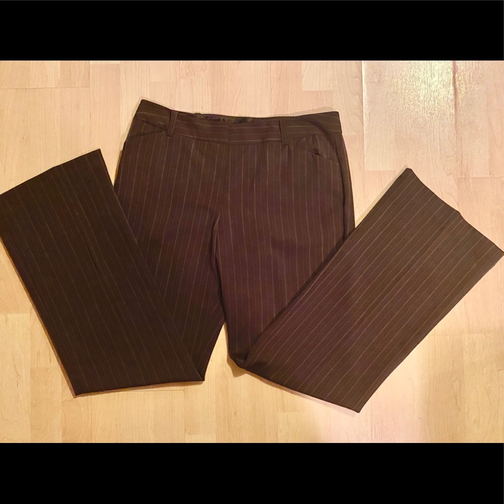 Brown Pinstriped Dress Pants